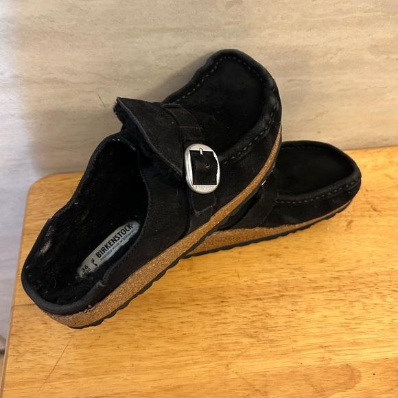 Birkenstock Clog Black Suede Slip-On  with Silver Buckle - Picture 9 of 9